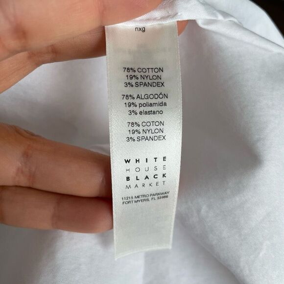 White House Black Market Off the Shoulder White Top Blouse Size 4 Ruffle Sleeves - Picture 8 of 9